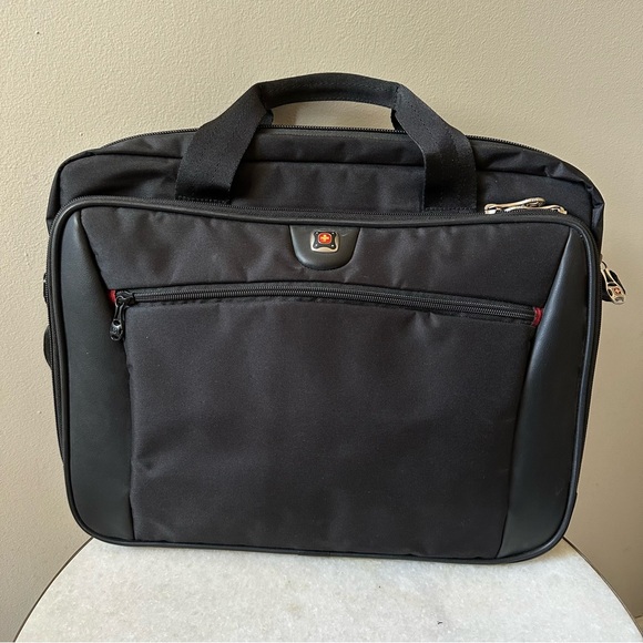 Swiss Gear Black Laptop Travel Ipad Sleeve Bag Adjustable Strap Work Briefcase - Picture 1 of 10